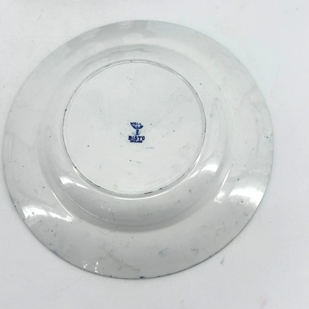 Bisto England Blue Willow Transferware Dinner Plate Antique Chinoiserie 10.5 